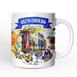 OrnamentallyYou - Artistic South Carolina State Themes and Landmarks Mug - White