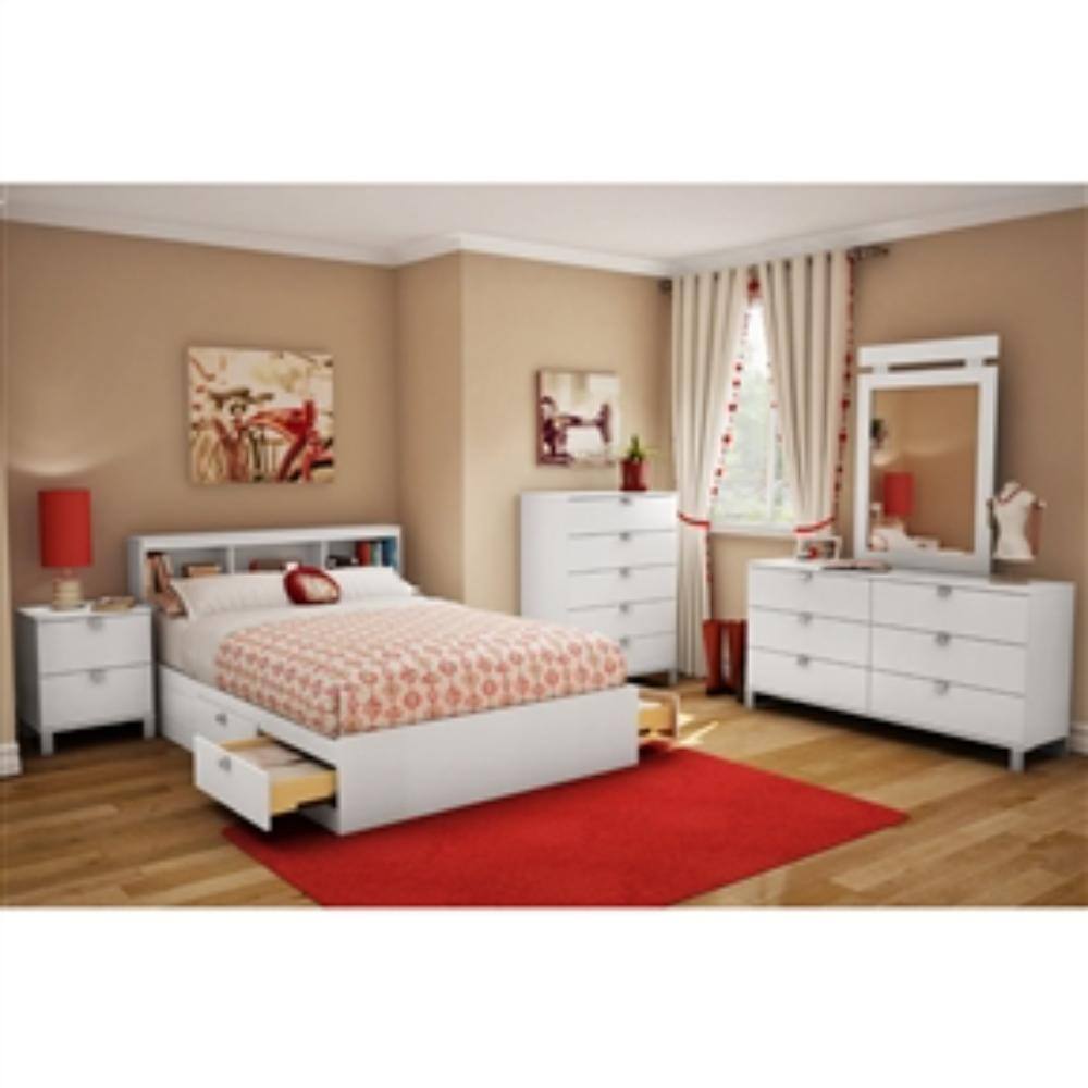 Angle. Hivvago - Hivvago Full size Modern Platform Bed with 4 Storage Drawers - White.