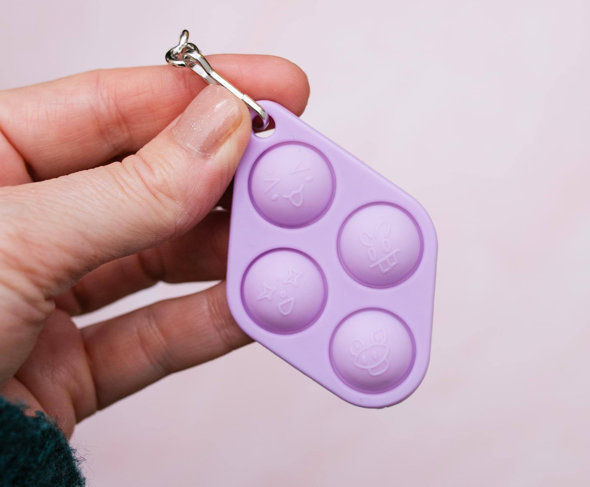 Alt View 1. Toynk - Pop Fidget Toy Purple 4-Button Silicone Keychain Accessory - Purple.