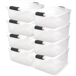 Homz - 64 Qt Multipurpose Stackable Storage Bin with Latching Lids, (8 Pack) - Clear