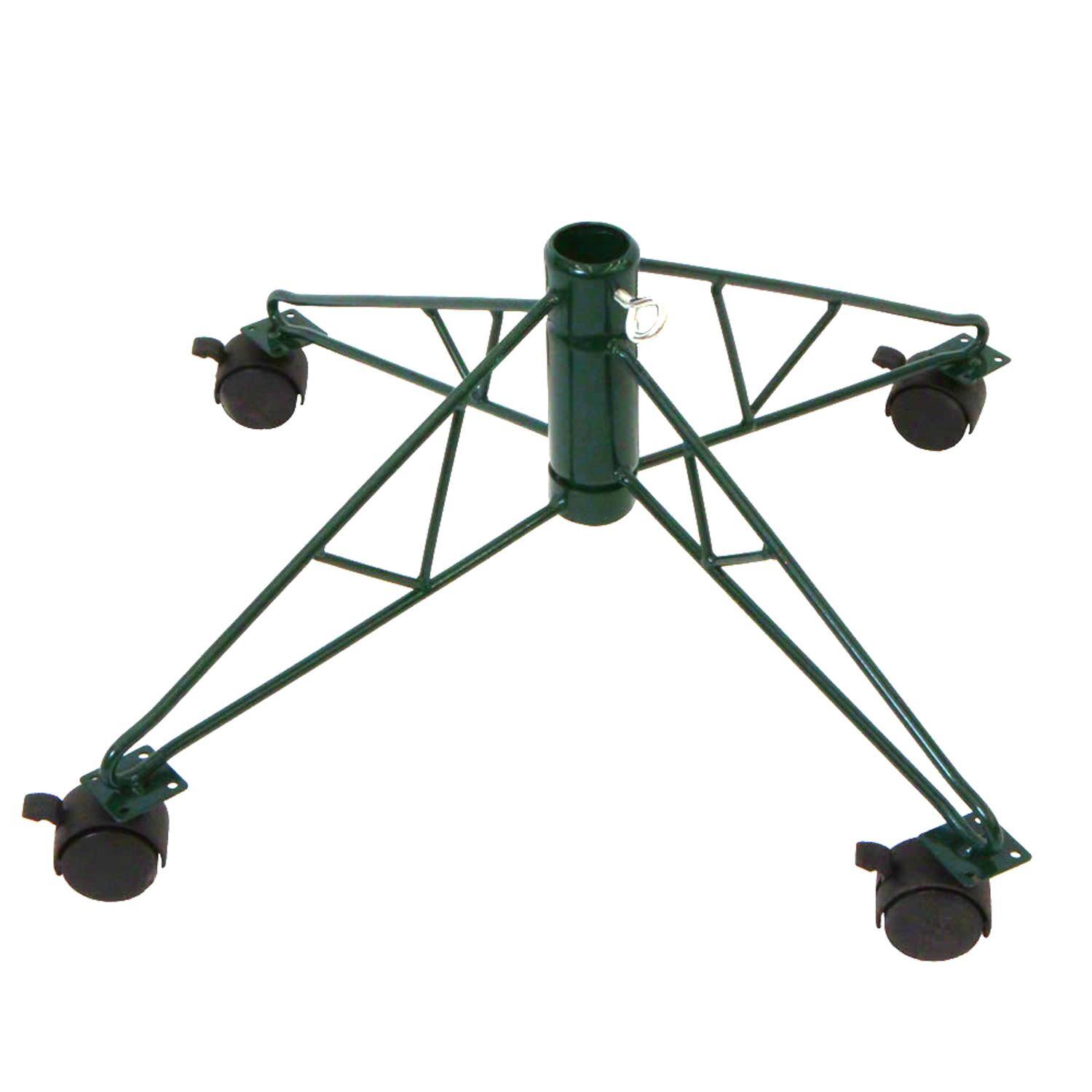 Front. Northlight - Green Metal Rolling Christmas Tree Stand for 6.5' - 7.5' Artificial Trees - Green.
