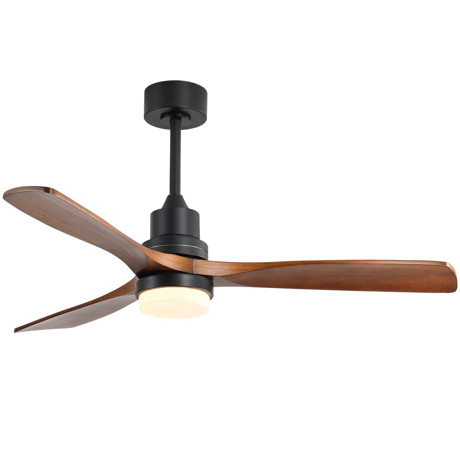 Left. Sofucor - Sofucor 52'' Indoor Outdoor Ceiling Fan Light Kits with Remote 3 Wood Blades High CFM Quiet DC Motor Modern Ceiling Fan - Black Walnut Wood.