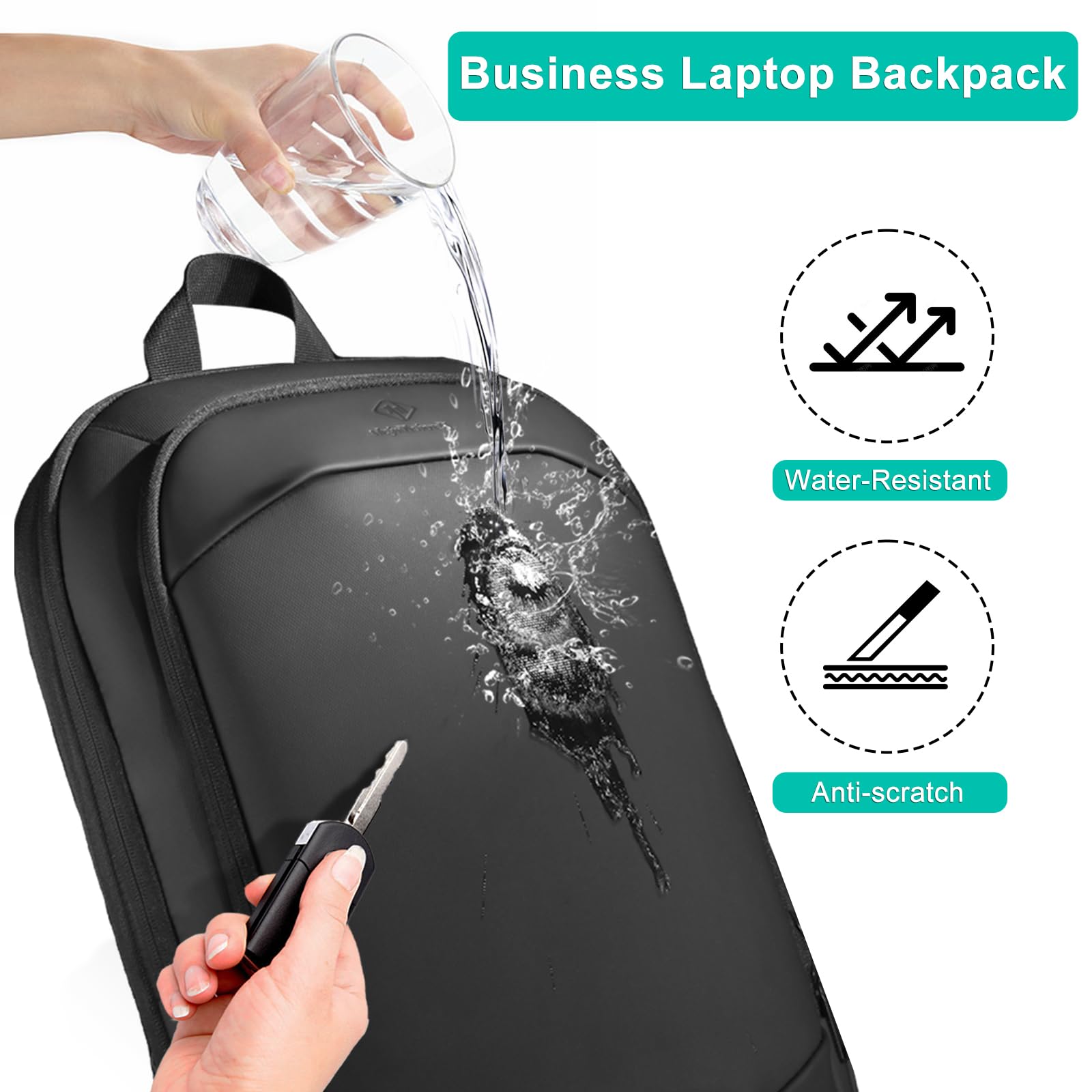 Alt View 2. Live At Space - Business Backpack For Men 17 Inch Slim   Expandable Waterproof Travel Laptop With Usb Port Anti theft Lightweight Large - White.
