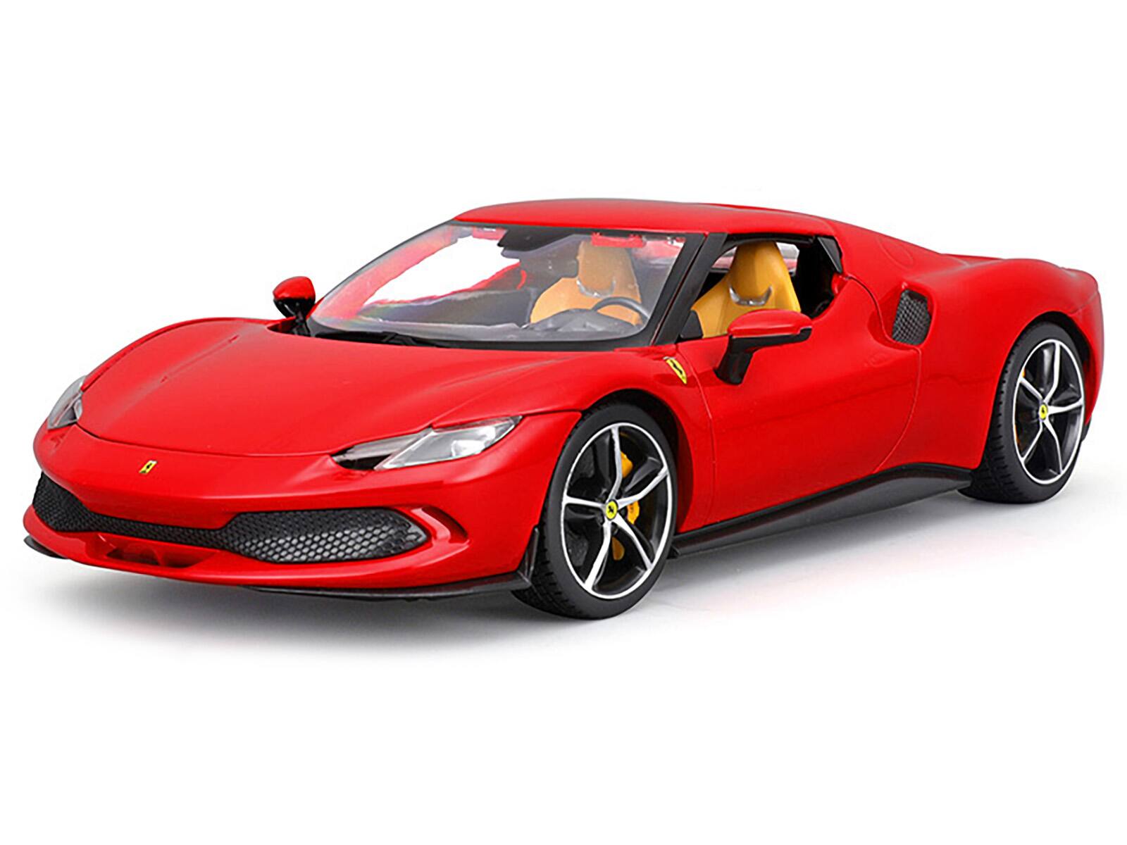 Angle. Bburago - Ferrari 296 GTB Red "Race + Play" Series 1/18 Diecast Model Car by Bburago - Red.