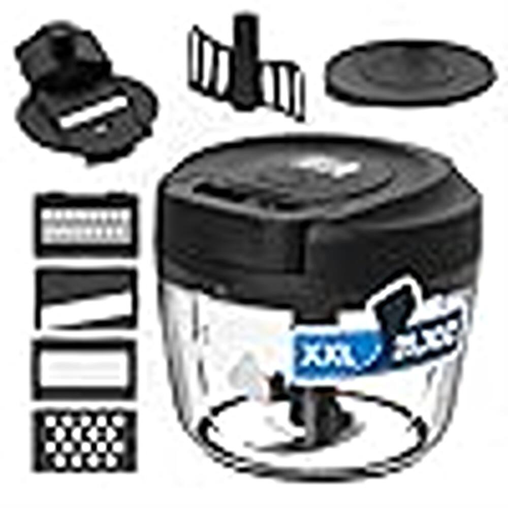 PARKER SLATER - Manual Food Processor and Onion Chopper, 26oz BPA-Free Hand Pull Food Chopper with Pull String, Vegetable Cutter Mincer - Black