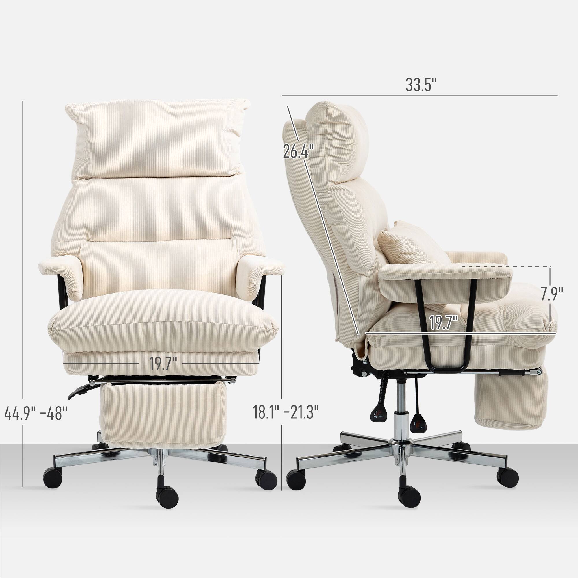 Left. TinyHomie - Cream White Overstuffed Office Chair with Lumbar Support - brown.