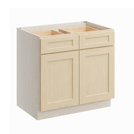 Boyel Living - 36 Inch Natural Wood Base Cabinet Unfinished Paint Ready - Versa Shaker