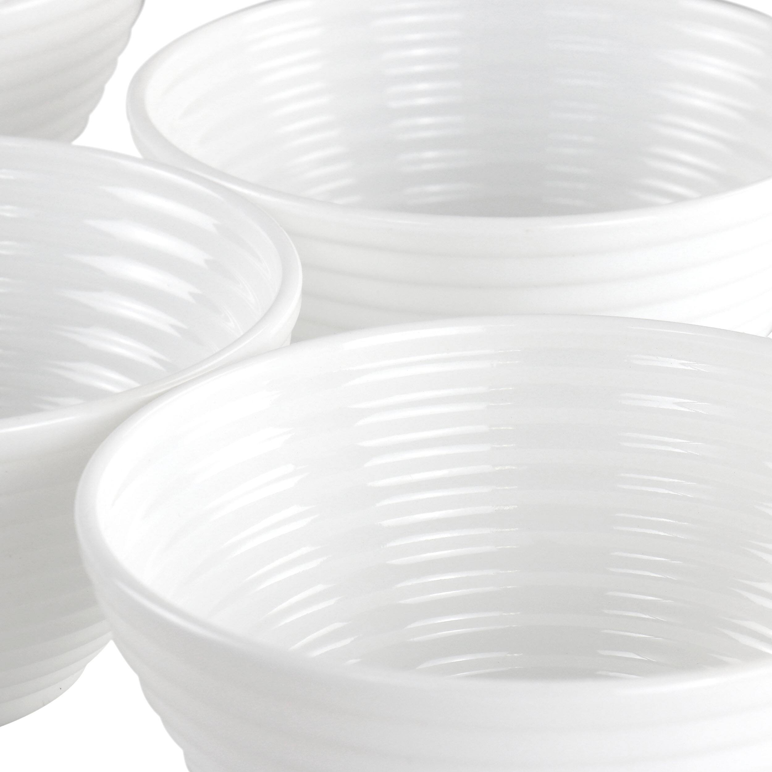 Alt View 2. Gibson - Gibson Ultra Patio 4 Piece Tempered Opal Glass Dessert Bowl Set in White - White.