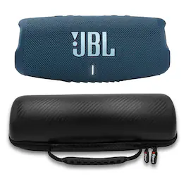 JBL - Charge 5 Waterproof Portable Bluetooth Speaker with gSport Carbon Fiber Case - Blue