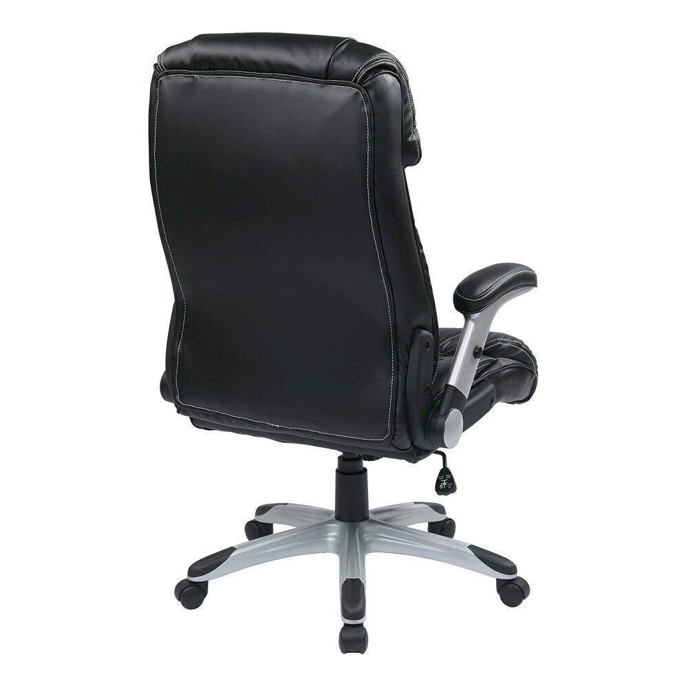 Left. FurniFact - Black Leather Office Chair – Executive High Back Chair With Lumbar Support - Black.