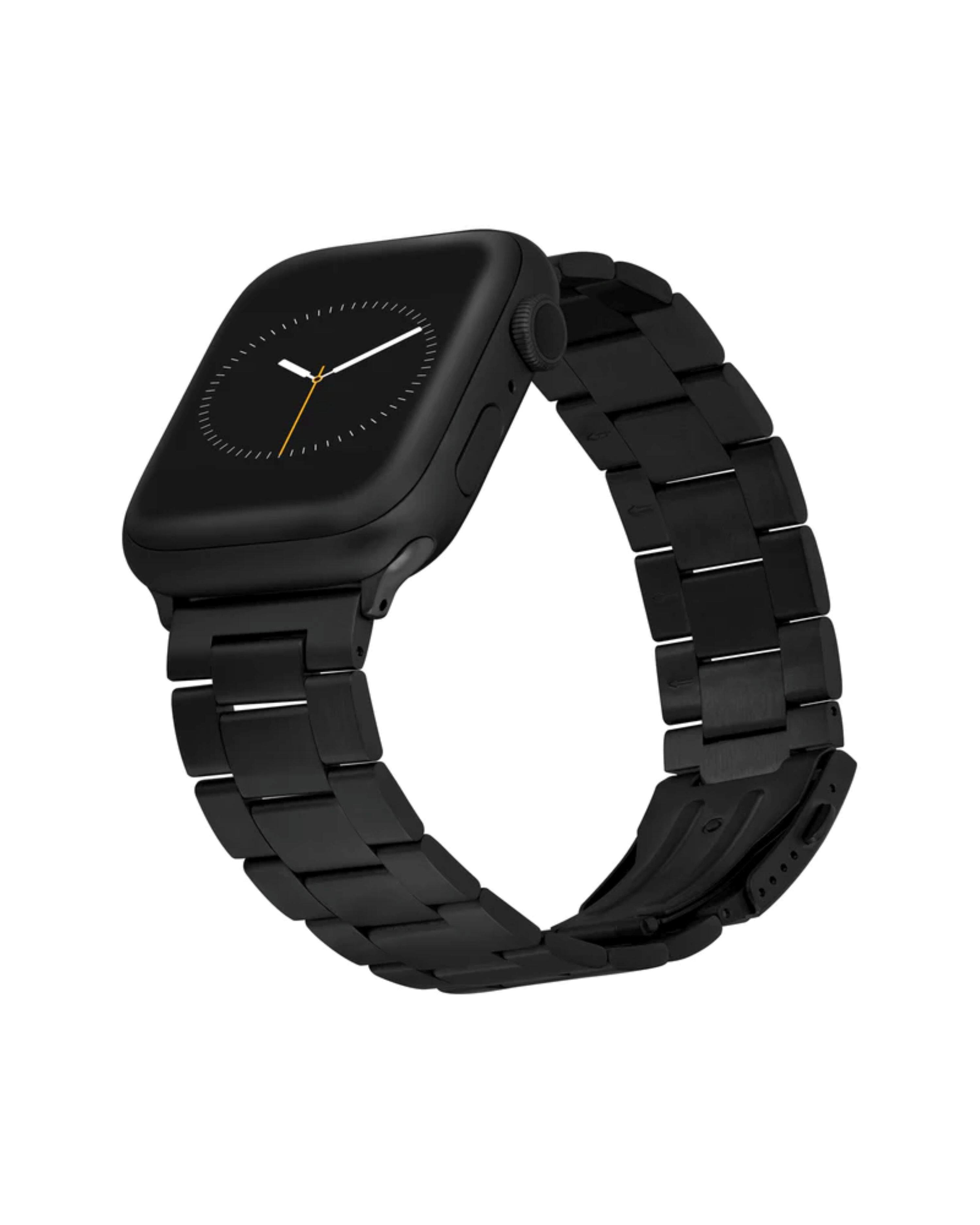 Front. WITHit - Titanium Band with Easy-Removable Links – Fits 42mm (Series 1–3), 44/45/46mm, SE 3 44mm & Ultra (1–3) - Black.