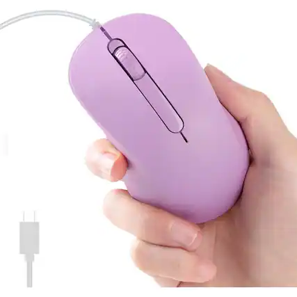 Front. SKRAN - Ergonomic Type-C Wired Mouse with Silent Click & Plug-Play,Lightweight Portable for Office,Compatible with Laptop/PC - Purple.