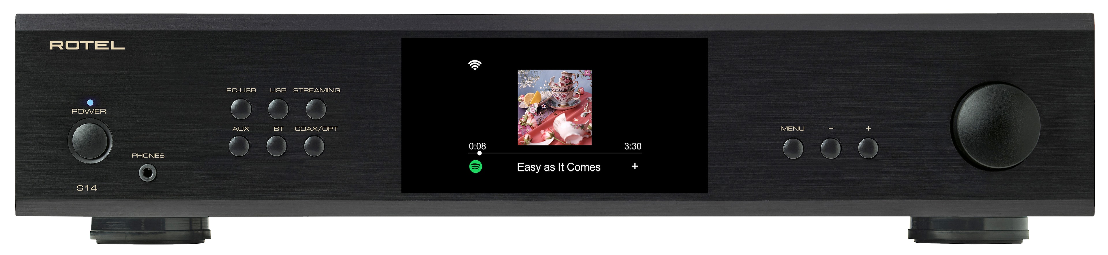 Front. Rotel - S14 150W 2-Ch Integrated Streaming Stereo Amplifier - Black.