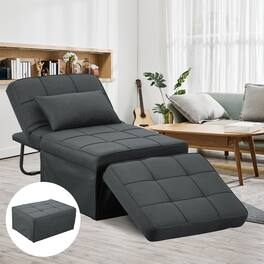Ainfox - Convertible Sofa Sleeper Bed, 4 in 1 Multi-Function Folding Ottoman Bed with Adjustable Backrest, Modern Futon Couch - dark gray