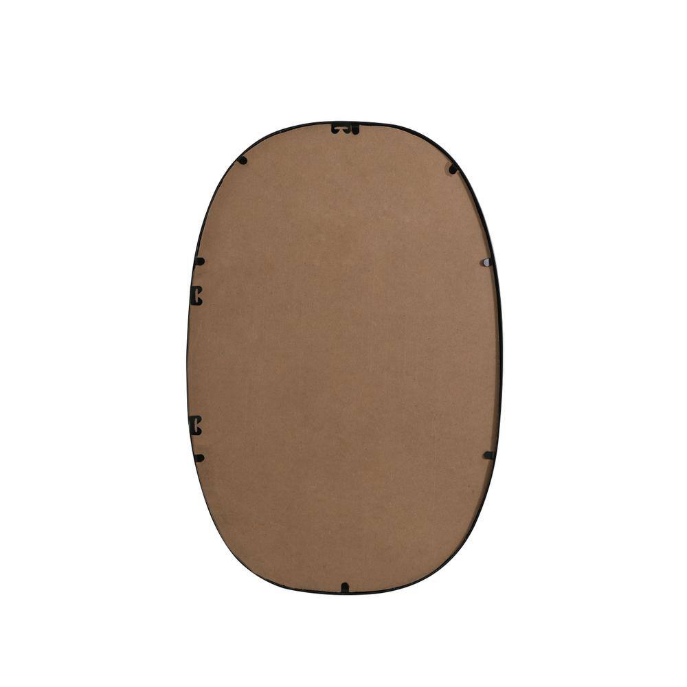 Angle. Elegant Decor - Metal Frame Oval Mirror 20x30 Inch in Black - Black.
