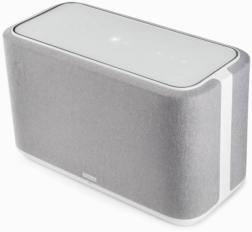 Angle. Denon - Denon Home 350 White Built In Heos Wireless Bluetooth Speaker with an Additional 1 Year Extended Amber Protection (2020) - White.
