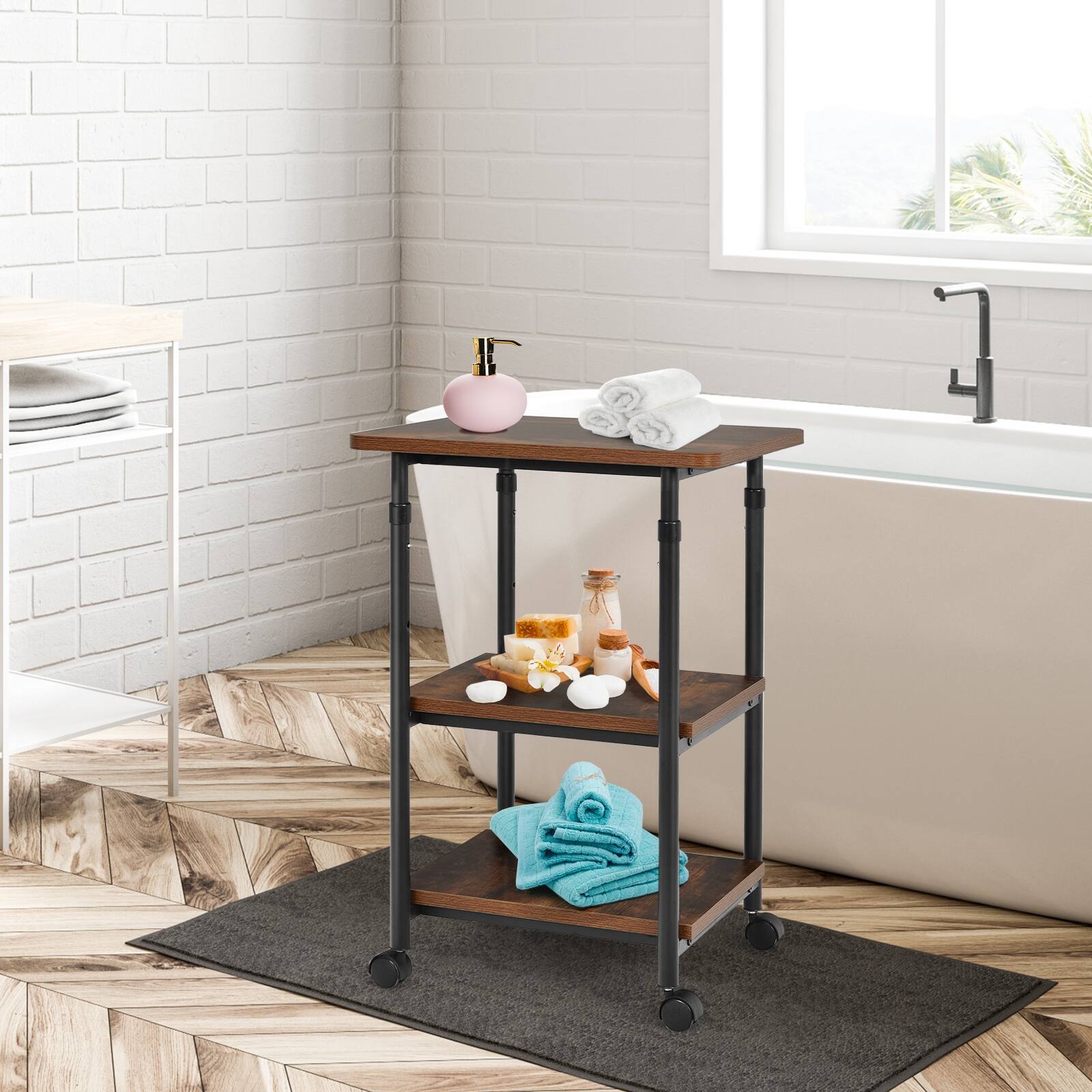 Alt View 9. Ecooso - 3-Tier Printer Stand Cart, Height Adjustable, 360 ° Swivel Casters, Office Organizer - Black.