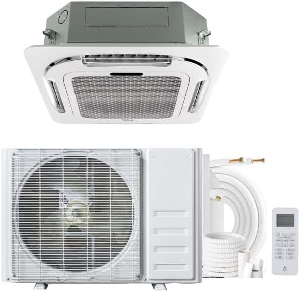 Babevy - 24000 BTU Ceiling Cassette Mini Split AC - 360° Airflow, 208/230V, 25ft Kit, Cooling&Heating