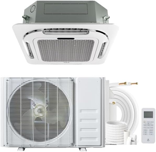 Front. Babevy - 24000 BTU Ceiling Cassette Mini Split AC - 360° Airflow, 208/230V, 25ft Kit, Cooling&Heating.