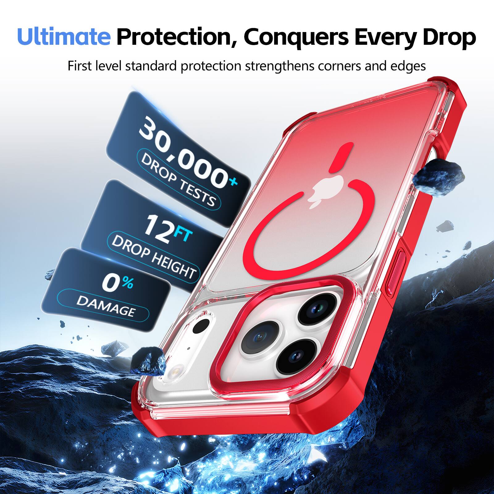 Ultimate Protection, Conquers Every Drop

First level standard protection strengthens corners and edges

30,000+ DROP TESTS
12FT DROP HEIGHT
0% DAMAGE