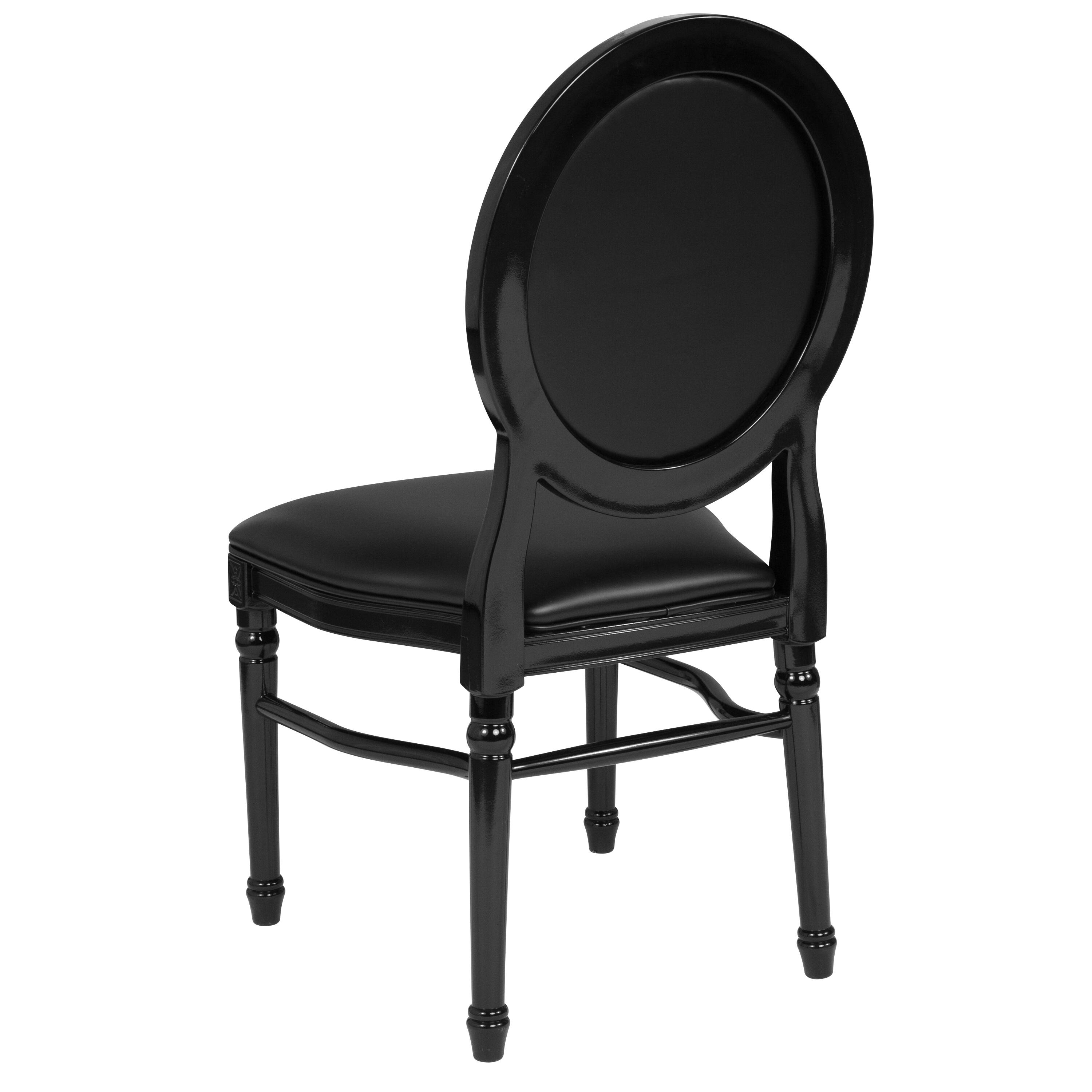 Alt View 5. Emma + Oliver - King Louis Dining Side Chair, Desk Chair - Black Vinyl/Black Frame.