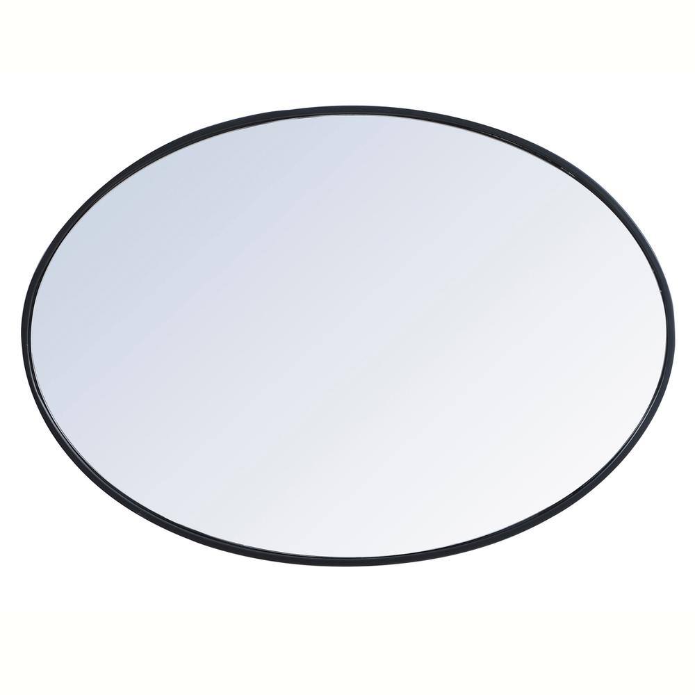 Back. Elegant Decor - Metal frame oval mirror 34 inch in Black - Black.