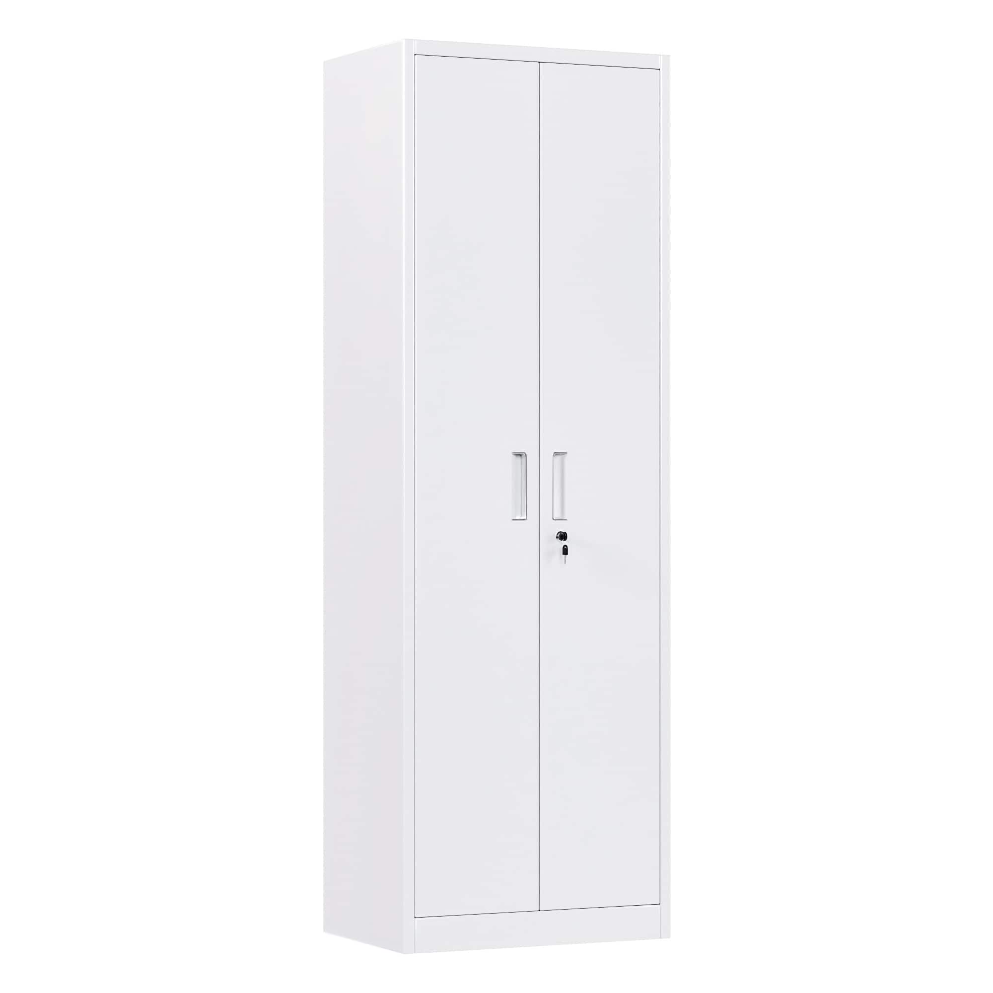 Boyel Living - Steel Storage Cabinet with Locking Doors and Adjustable Shelves, 23.6 in. W x 70.9 in. H - White
