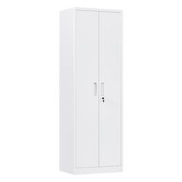 Boyel Living - Steel Storage Cabinet with Locking Doors and Adjustable Shelves, 23.6 in. W x 70.9 in. H - White