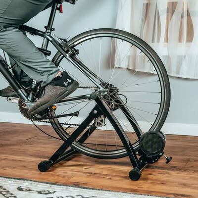 stationary bicycle stand VEVOR Bike Trainer, 26-29 Inch & 700C Wheels, Foldable Fluid Trainer for Indoor Exercise Riding with Quick Release Skewer & Front Wheel Riser Block, Fits Road Bikes knob roller Road Bike Bike Stand For
