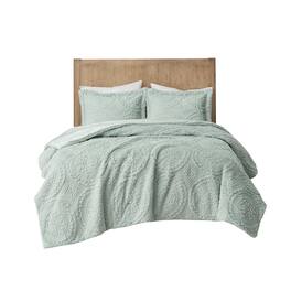 Gracie Mills - Blum Faux Fur Medallion Comforter Set - Aqua