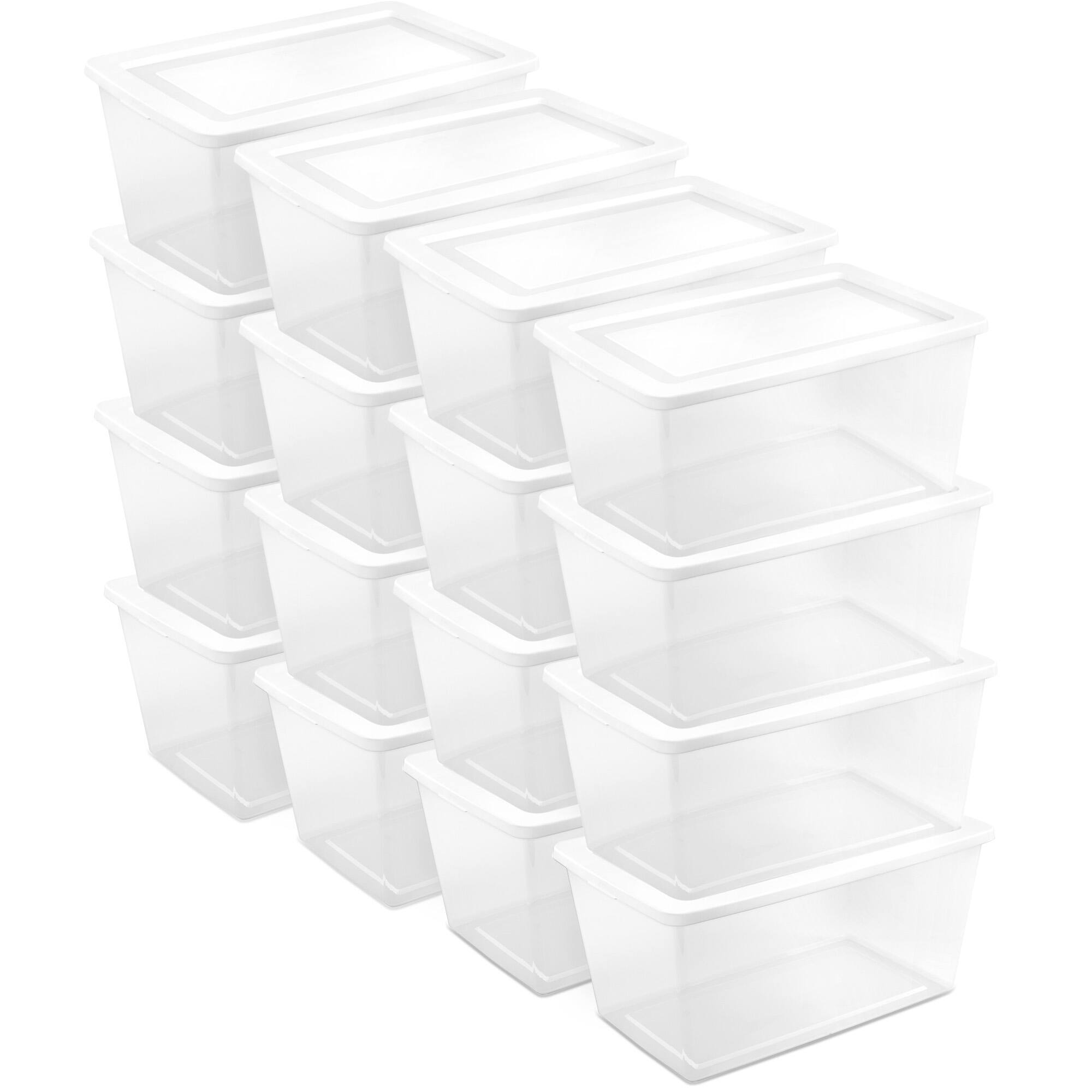 Front. Sterilite - Sterilite 90 Qt Storage Box, Stackable Plastic Container Home Organizer, 16 Pack - White.