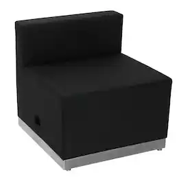 Emma + Oliver - Modular Reception Chair with Brushed Stainless Steel Base - Black