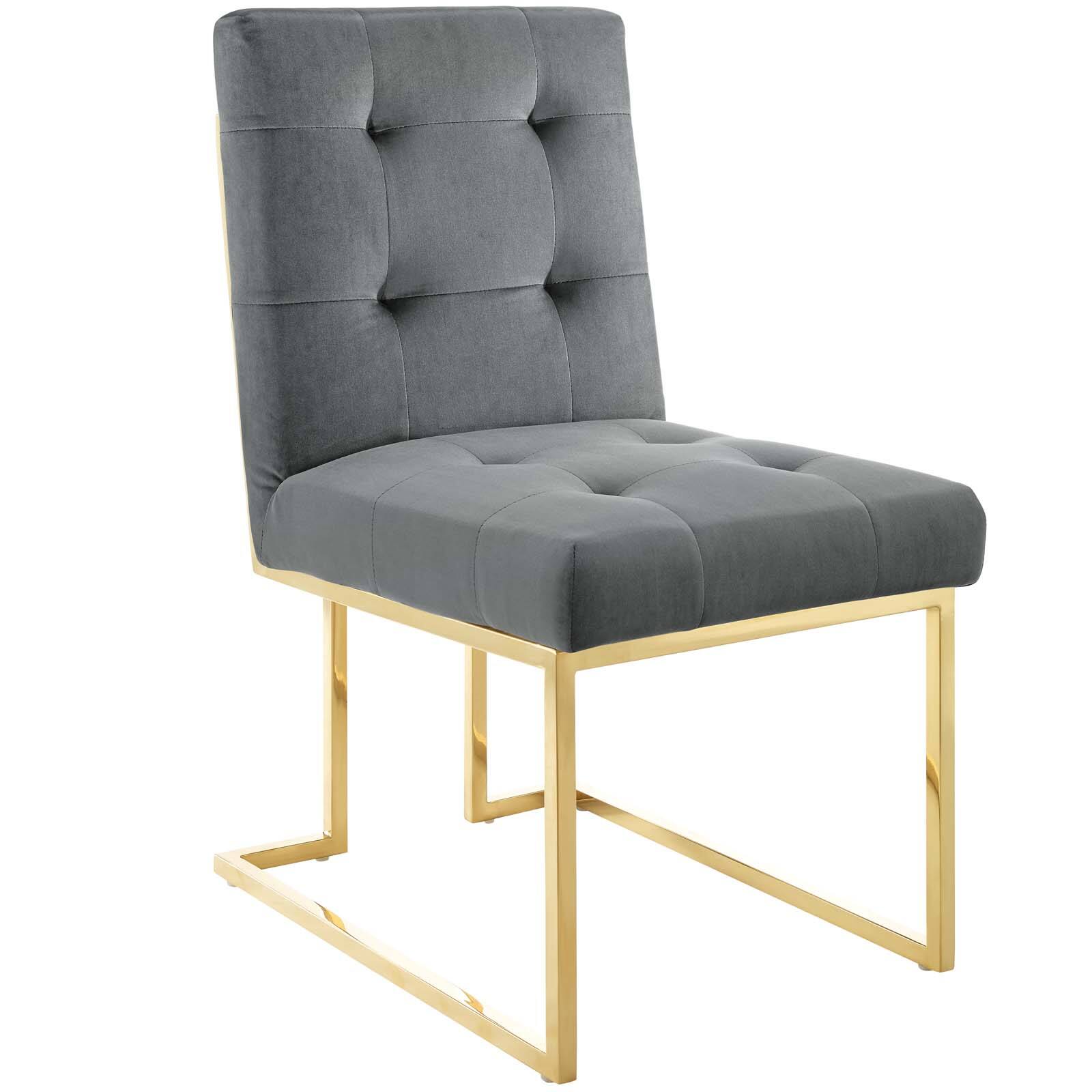 Angle. Modway - Privy Gold Stainless Steel Performance Velvet Dining Chair by Modway - Gold Charcoal.