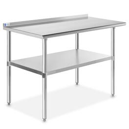 GRIDMANN - 48 x 24-in NSF Stainless Steel Prep Table with Backsplash - Silver