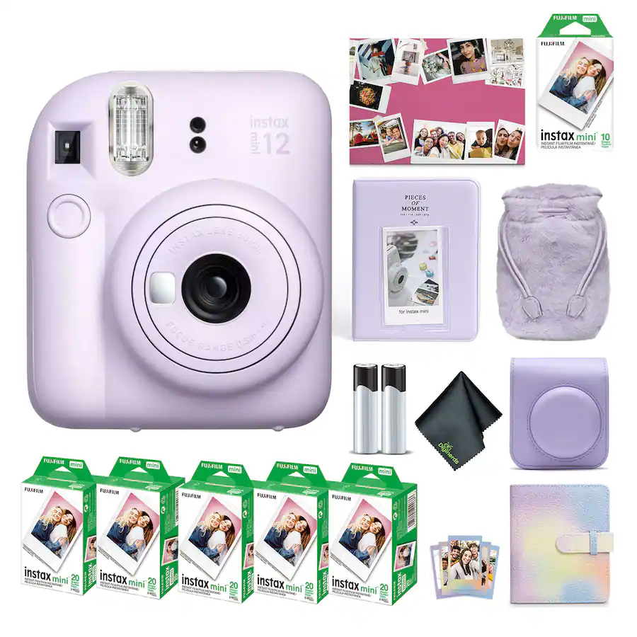 Inastax Mini Bundle Fujifilm INSTAX MINI 12 Instant Film Holiday Camera Purple + 40 ...