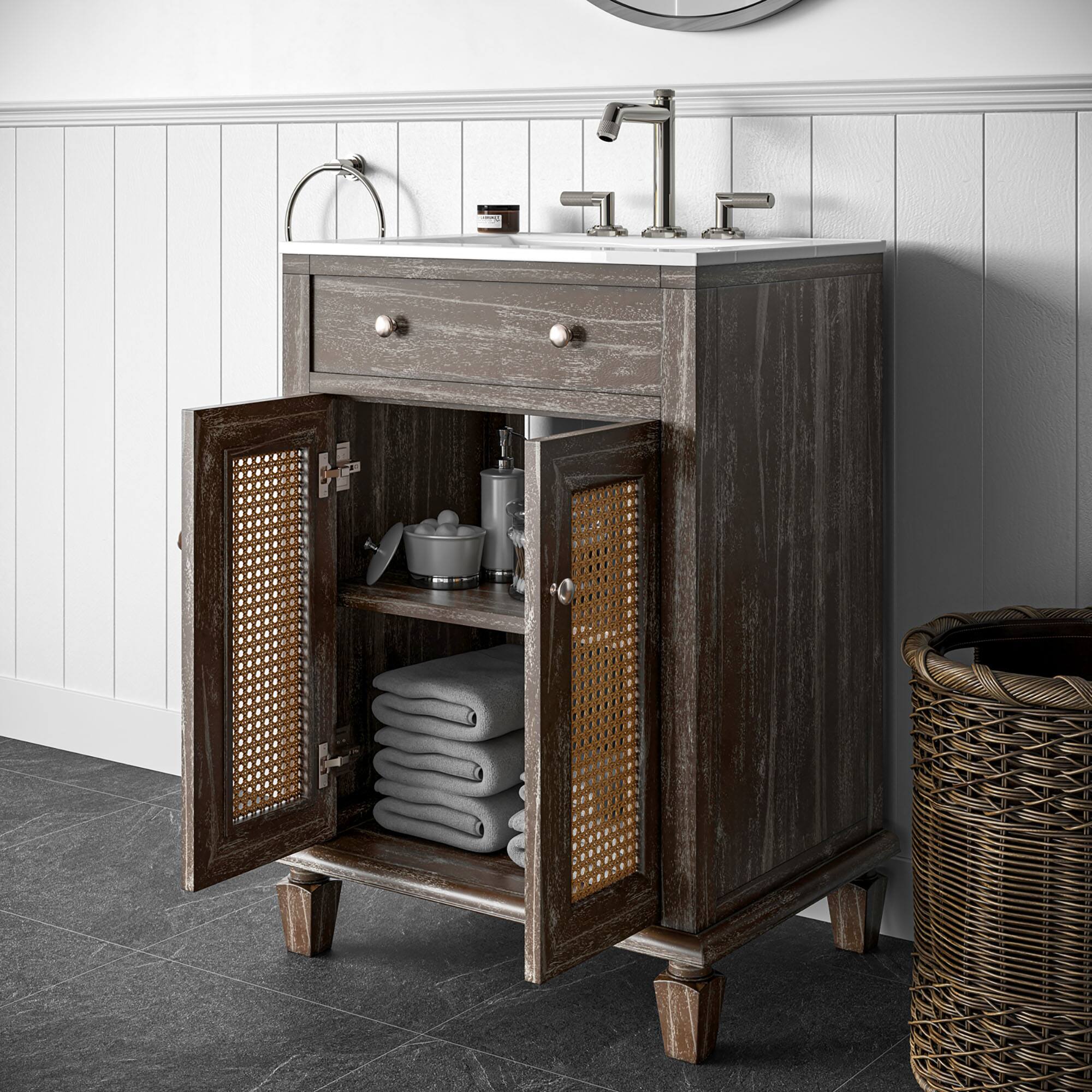 Back. Modway - Lilo Bathroom Vanity Basin Included - Gray White.