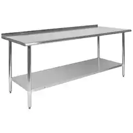 Emma + Oliver - 18 Gauge Prep and Work Table with Backsplash and Shelf, NSF - Stainless Steel