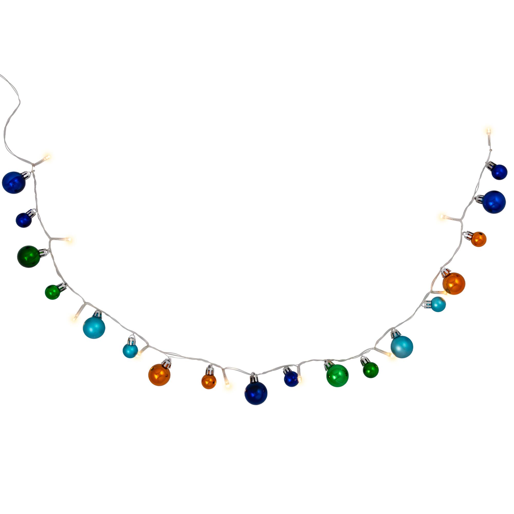 Alt View 1. Northlight - Ornament String Light Christmas Garland - LED Warm White - 3' - 10ct - Multicolor - Multi.