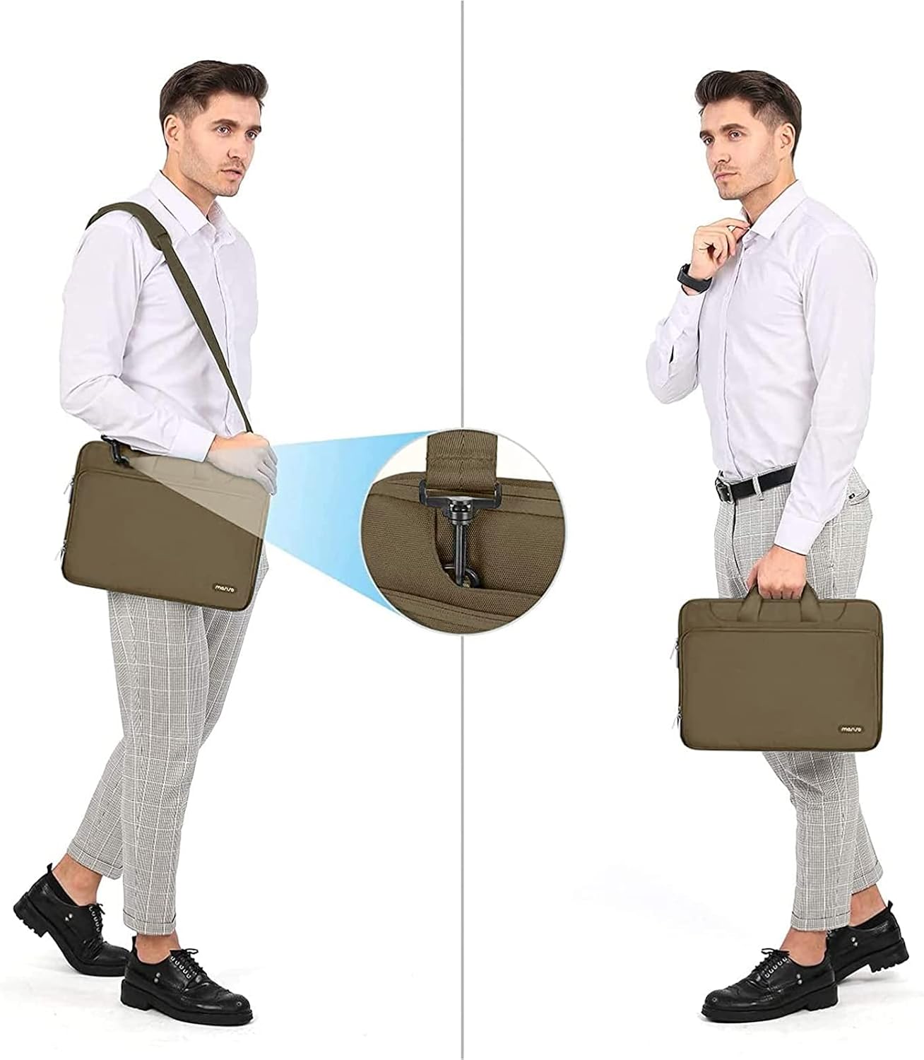 Alt View 1. mosiso - 360 Protective Laptop Bag 13.3 inch, Computer Carrying Case with Shoulder Strap for MacBook Air Pro 13 14 HP Dell - Olive Yellow.