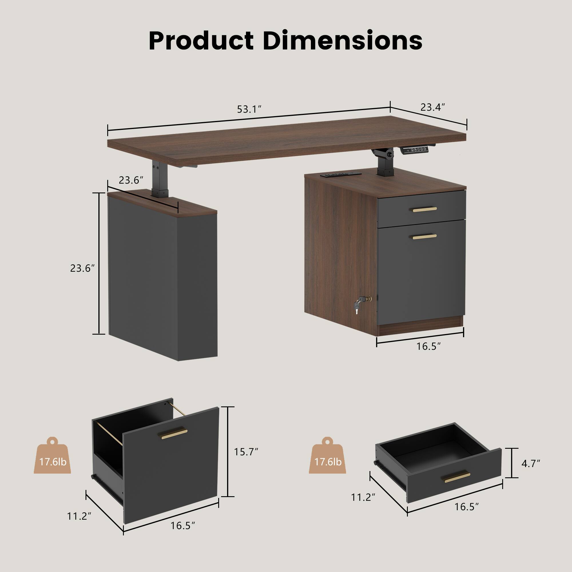 Product Dimensions: 53.1" x 23.4" x 23.6" x 23.6" x 16.5" x 17.6lb x 15.7" x 17.6lb x 4.7" x 11.2" x 16.5" x 11.2" x 16.5"