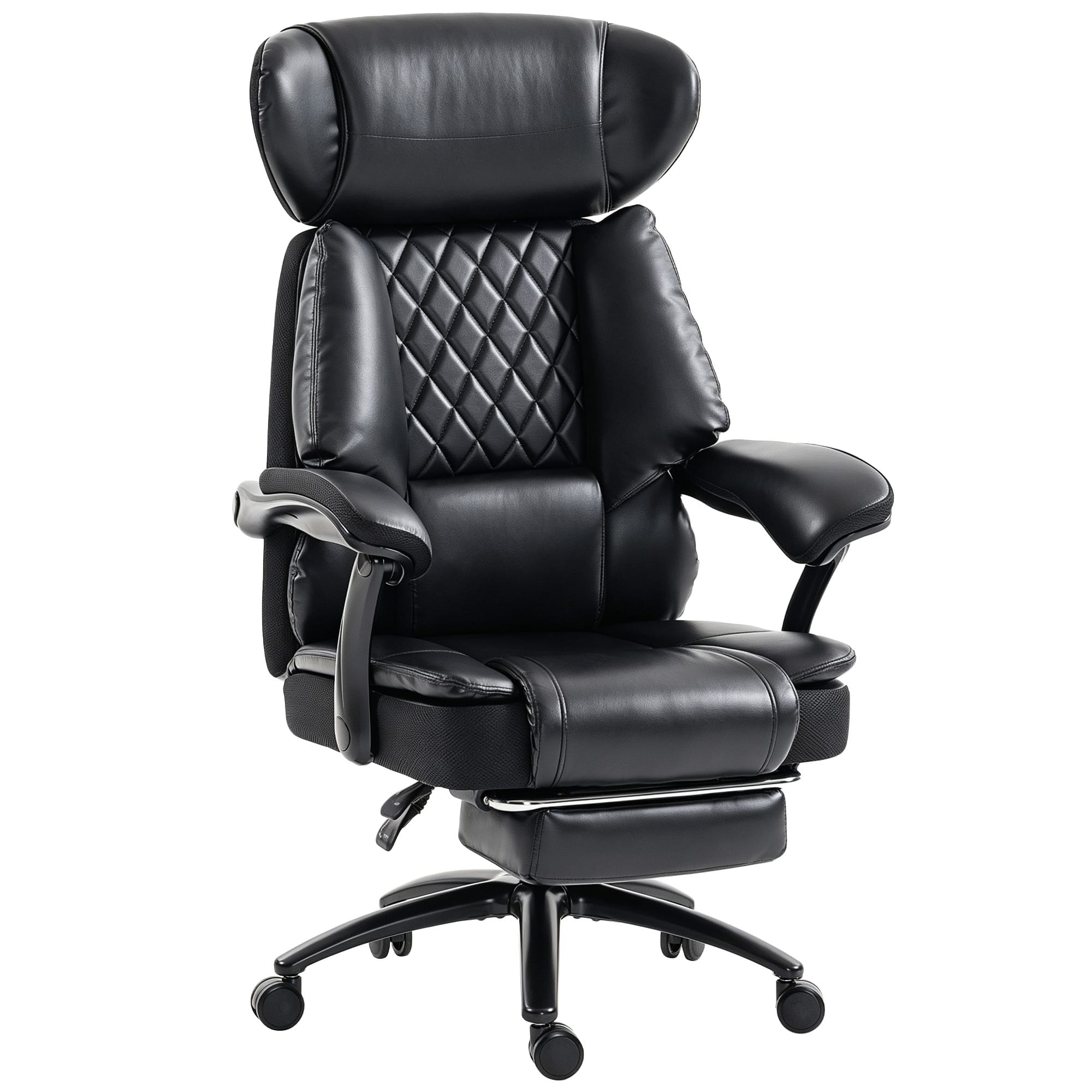 Homcom - Tall Office Chair with Adjustable Headrest, 500 lbs, Wide Seat, Lumbar Support - Black
