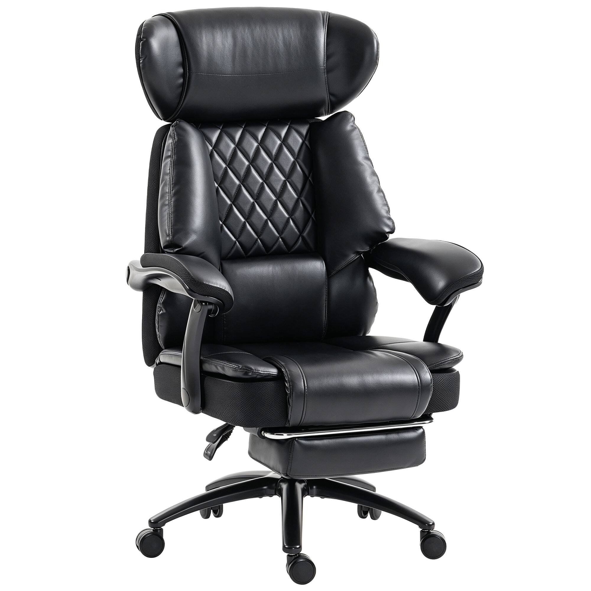 Front. Homcom - Tall Office Chair with Adjustable Headrest, 500 lbs, Wide Seat, Lumbar Support - Black.