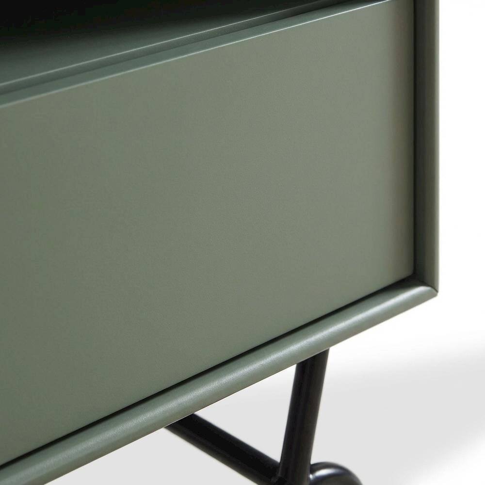 Alt View 4. Starlight Canyon Home - Sage Green and Black Wooden TV Stand with Multi-Storage Compartments - Green.