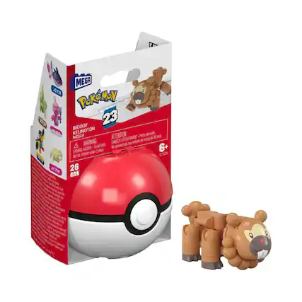 MEGA JCT21 POKEMON 2012 23 BIDOOF ICTA KEUNOTOR ATTENTION: Patis eemerts BIDIZA TOUFFEMENT de 36 mos DANGER I entants de moins A WARNING Smal pas convient p a HAZARO te 6+ CHOKING under j yeas Nor tor chilcren JCT23 EaW JCTIS 26 PCS enbiing ppne. Stls Find Jecando - wedtod s - dy veuat p d bng grotieni m Klo i