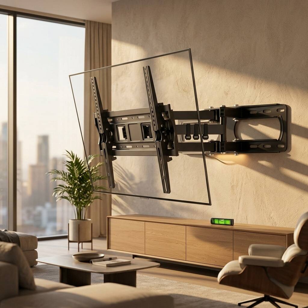Alt View 2. Dazzed Corner - Full Motion TV Wall Mount for 26-70" TVs, Swivel Tilt, Holds 99 lb - Black.