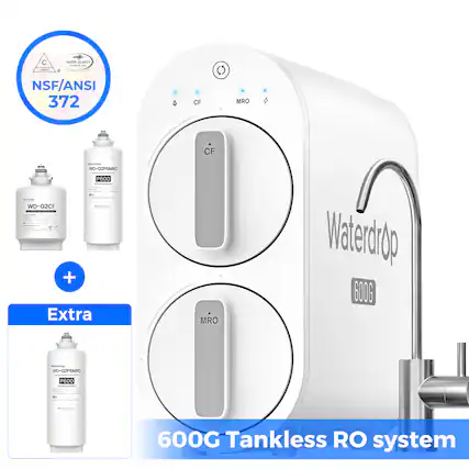 Waterdrop QUALITY - NSF/ANSI 372 CF MRO CF - WD-G2CFMRO P600 3. WD-G2CF + Extra MRO Waterdrop 6006 - WD-G2PBMRO P600 600G Tankless RO system