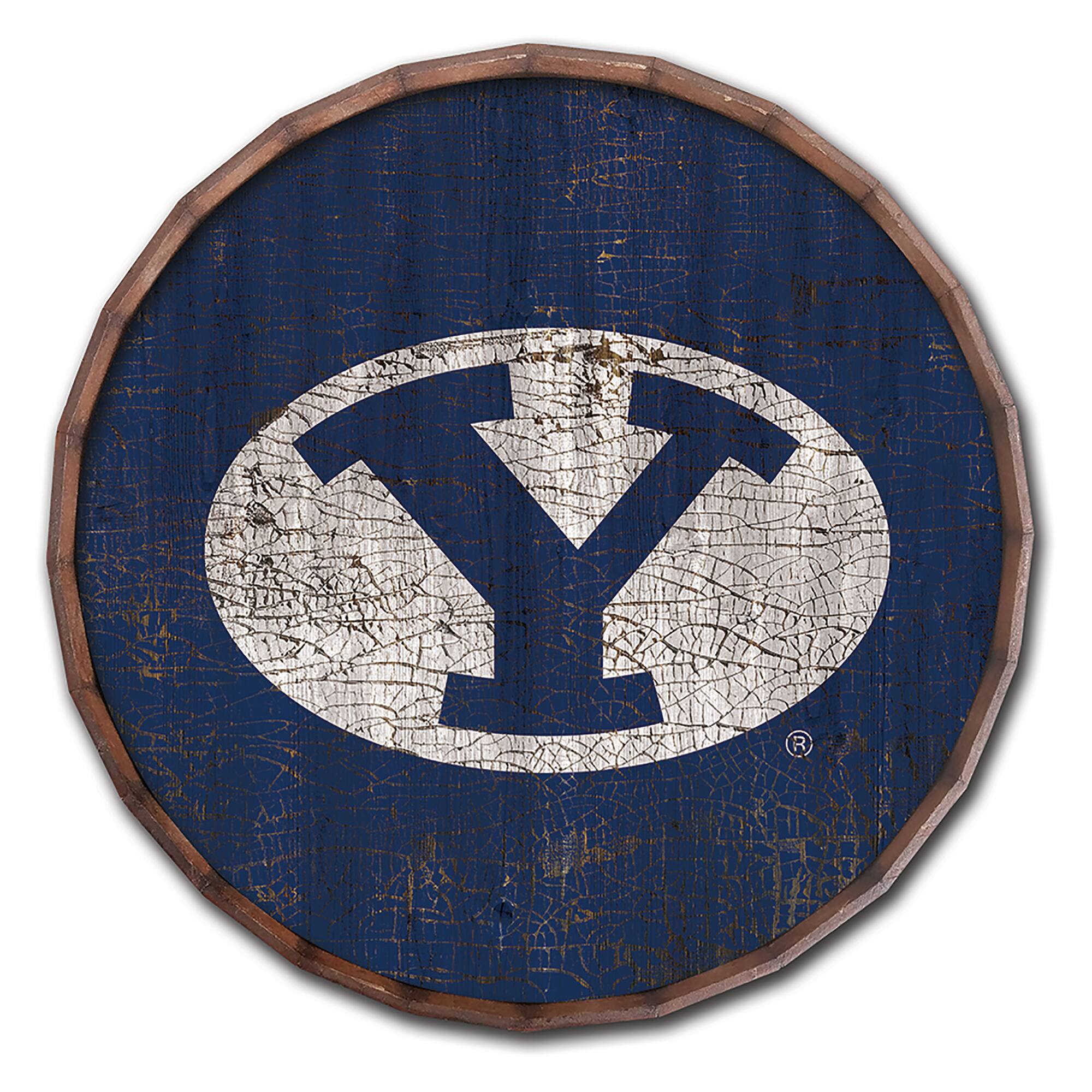 BYU Cougars 24" Cracked Color Barrel Top Sign