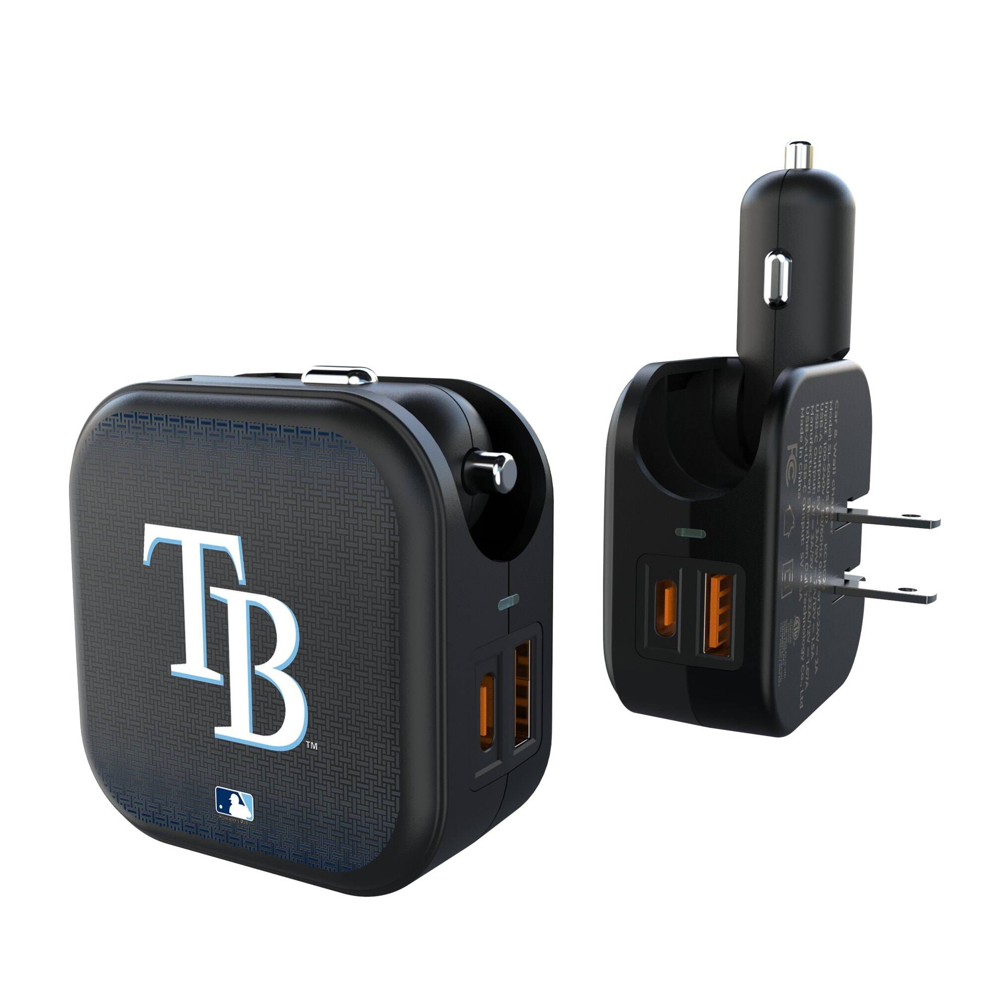 Front. Keyscaper - Tampa Bay Rays 2-in-1 USB A/C Charger - Black.