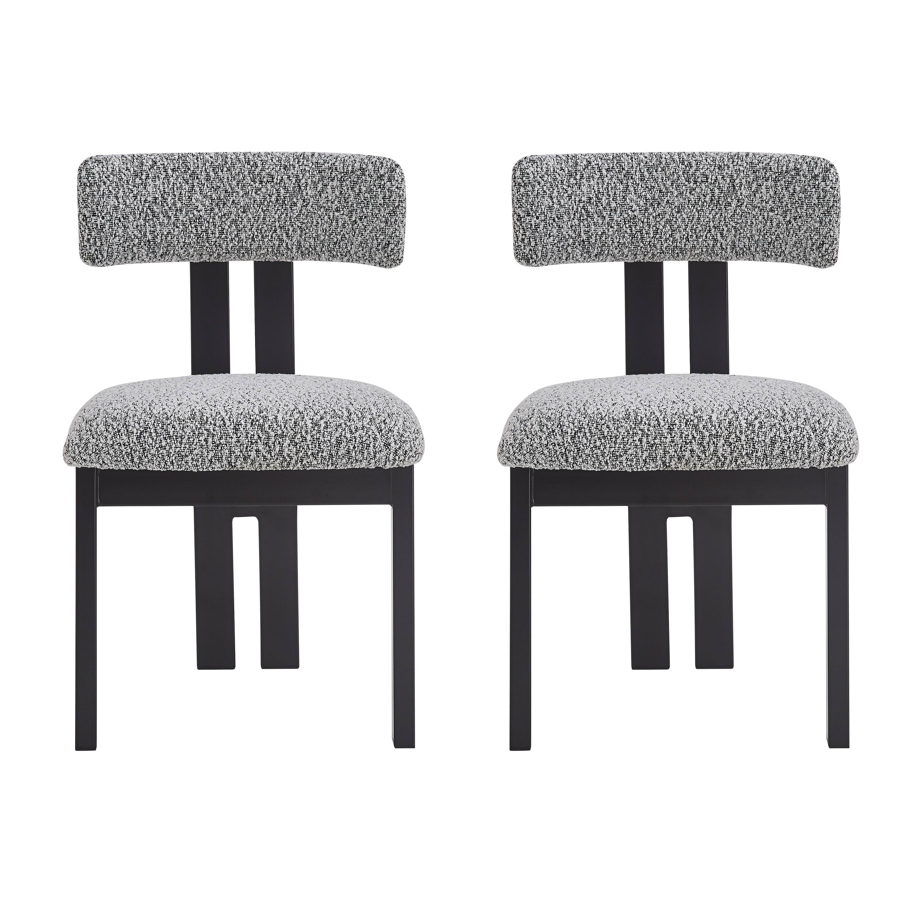 Back. TinyHomie - Upholstered Armless Dining Chairs With Metal Legs Set of 2 Black White - Black White.