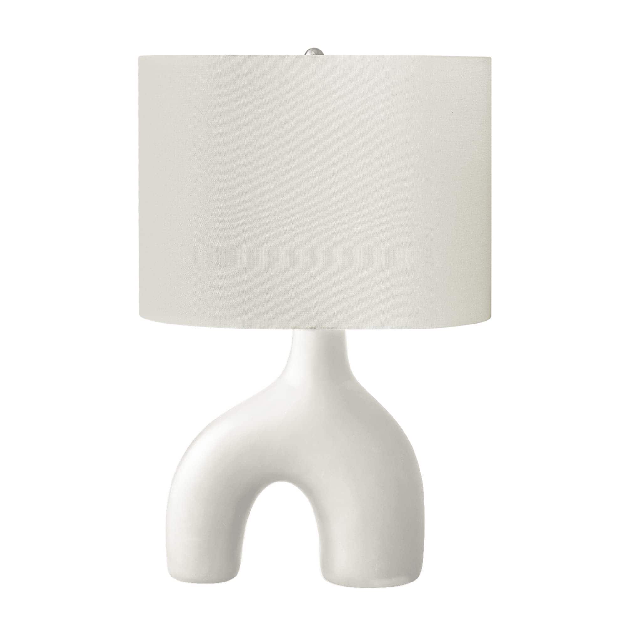 Luckbyte - 25 Inch White Ceramic Table Lamp Ivory Cream Shade Contemporary Modern Light